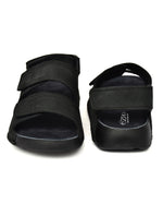 EZRO Men's Black Adjustable Comfort Sandals | Lightweight Hook & Loop Casual Outdoor Walking Sandals