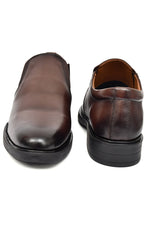 EZRO Men Classic Brown Leather Slip-On Formal Shoes