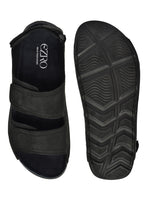 EZRO Men's Black Adjustable Comfort Sandals | Lightweight Hook & Loop Casual Outdoor Walking Sandals