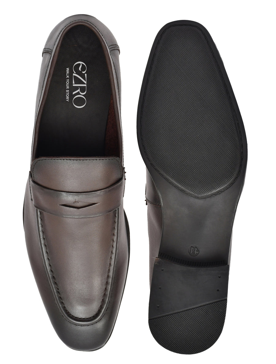 EZRO Elegant Brown Loafers, Effortless Confidence Moccasins for Men
