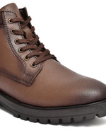 EZRO Men’s Brown Ankle Boots | Stylish Lace-Up Casual Boots with Rugged Sole