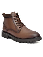 EZRO Men’s Brown Ankle Boots | Stylish Lace-Up Casual Boots with Rugged Sole