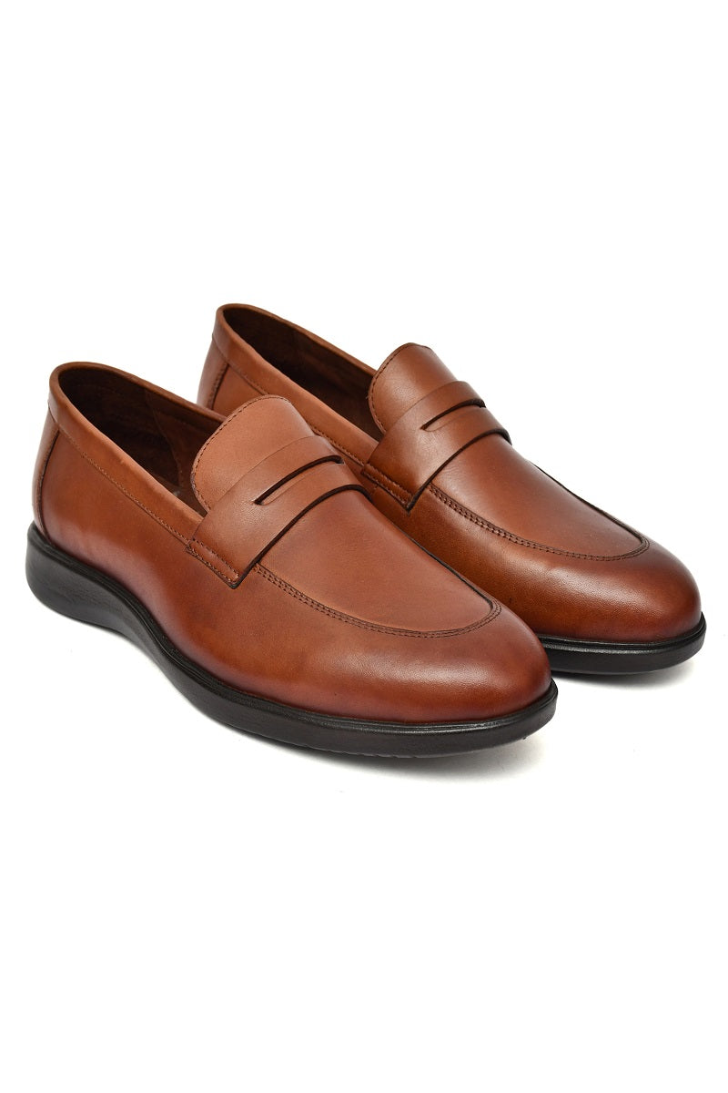 EZRO Men Premium Tan Loafers | Classic Slip-On Formal & Casual Shoes for Office and Party