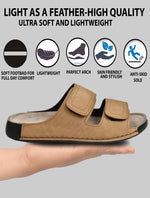 EZRO Men Olive Adjustable Comfort Slippers | Premium Dual Strap Casual Slide Slippers for Indoor & Outdoor Wear