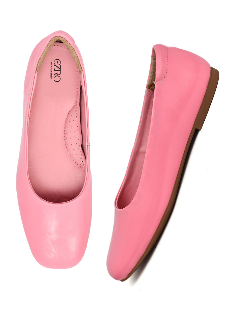 EZRO Women’s Comfortable Pink Ballerina Flats