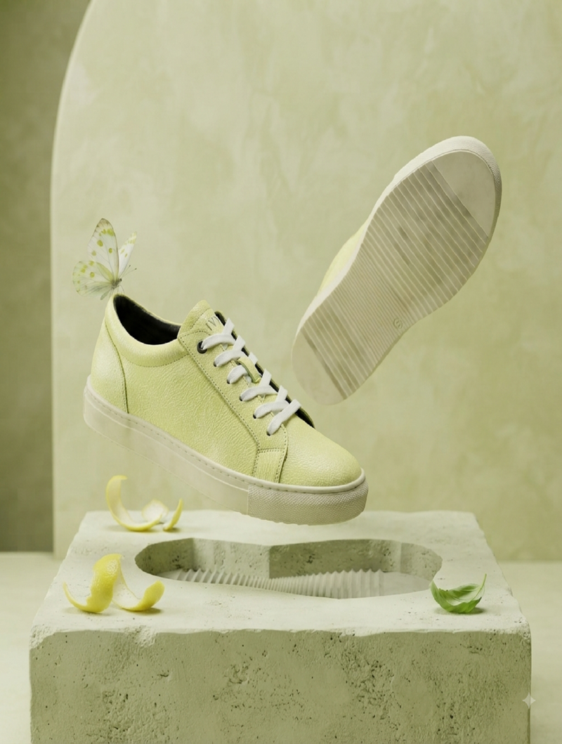 EZRO Men Lime Green Sneakers | Stylish Lace-Up Casual Shoes with Platform Sole