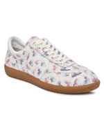 EZRO Women Butterfly Print White Lace-Up Sneakers