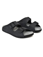EZRO Men Grey Adjustable Double Buckle Comfort Slippers | Casual Open-Toe Slip-On Sandals