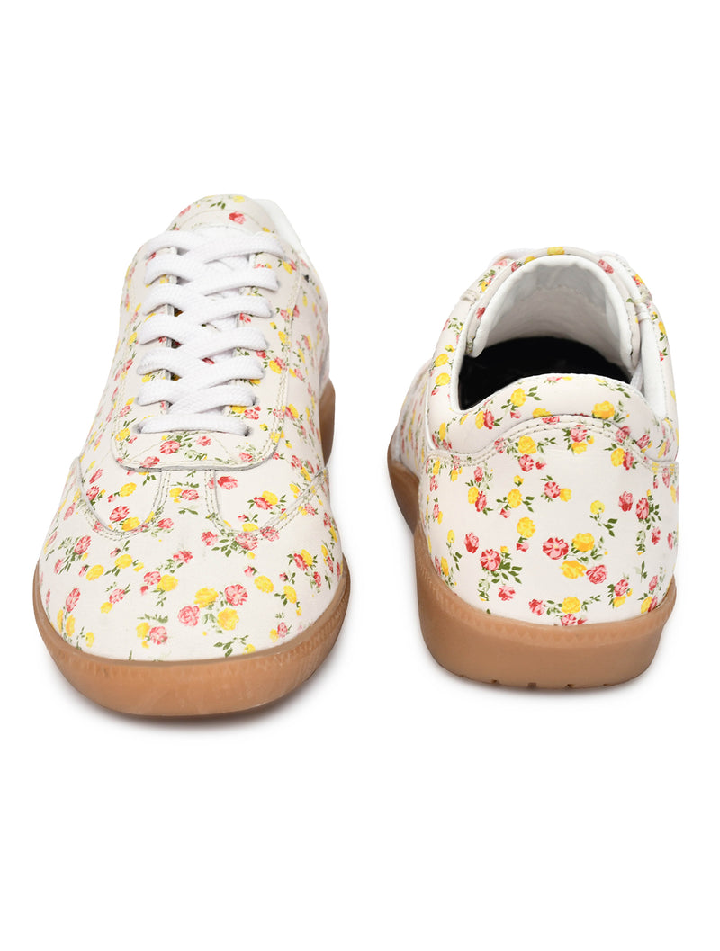 EZRO Women’s Floral Printed Lace-Up Sneakers – Stylish Casual Walking Shoes