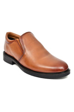 EZRO Men Classic Tan Leather Slip-On Formal Shoes