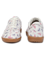 EZRO Women Butterfly Print White Lace-Up Sneakers