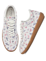 EZRO Women Butterfly Print White Lace-Up Sneakers