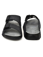 EZRO Men Grey Adjustable Double Buckle Comfort Slippers | Casual Open-Toe Slip-On Sandals