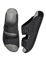 EZRO Men Grey Adjustable Double Buckle Comfort Slippers | Casual Open-Toe Slip-On Sandals