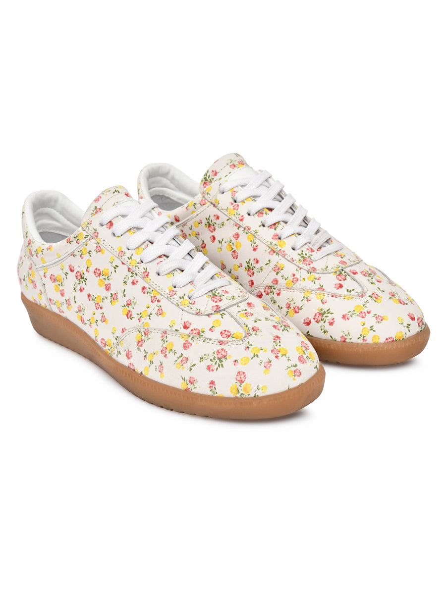 EZRO Women’s Floral Printed Lace-Up Sneakers – Stylish Casual Walking Shoes