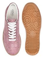 EZRO Women Rose Pink Printed Lace-Up Sneakers – Stylish Casual Low-Top Shoes