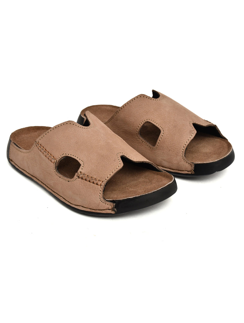 EZRO Men Brown Comfort Slippers | Premium Open-Toe Casual Slip-On Slippers for Home & Everyday Wear
