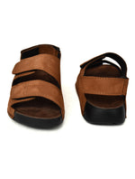 EZRO Men Tan Adjustable Comfort Sandals | Lightweight Hook & Loop Casual Outdoor Walking Sandals