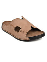 EZRO Men Brown Comfort Slippers | Premium Open-Toe Casual Slip-On Slippers for Home & Everyday Wear