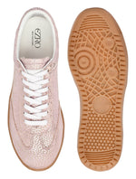 EZRO Women Champagne Pink Textured Lace-Up Sneakers