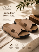 EZRO Men Brown Comfort Slippers | Premium Open-Toe Casual Slip-On Slippers for Home & Everyday Wear
