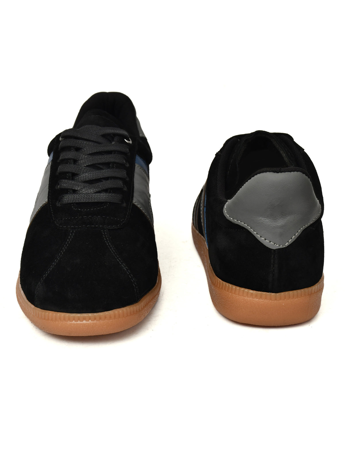 EZRO Men Casual Black Lace-Up Sneakers – Stylish Low-Top Everyday Shoes