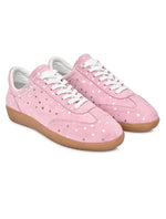 EZRO Women Silver Star Print Lace-Up Sneakers – Stylish Casual Low-Top Shoes