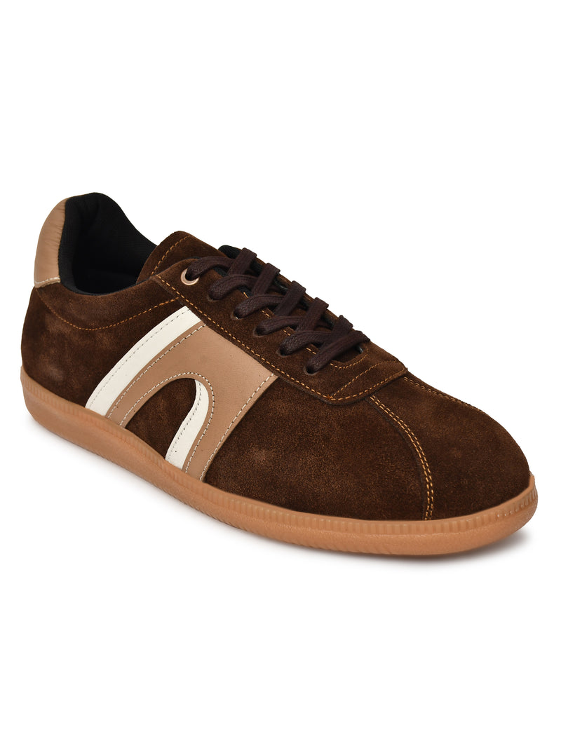 EZRO Men’s Casual Brown Lace-Up Sneakers – Stylish Low-Top Everyday Shoes