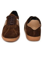 EZRO Men Casual Brown Lace-Up Sneakers – Stylish Low-Top Everyday Shoes