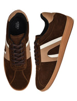 EZRO Men Casual Brown Lace-Up Sneakers – Stylish Low-Top Everyday Shoes