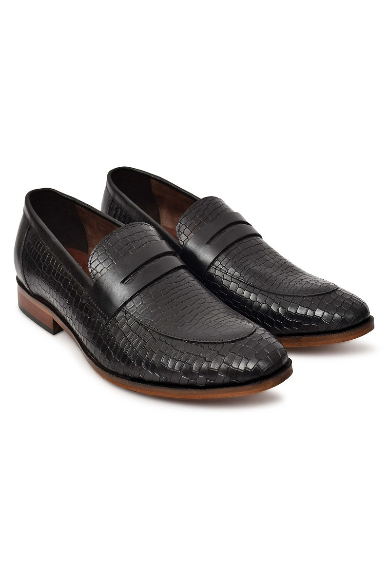EZRO Men Black Loafers | Premium Slip-On Casual & Formal Shoes for Everyday Comfort