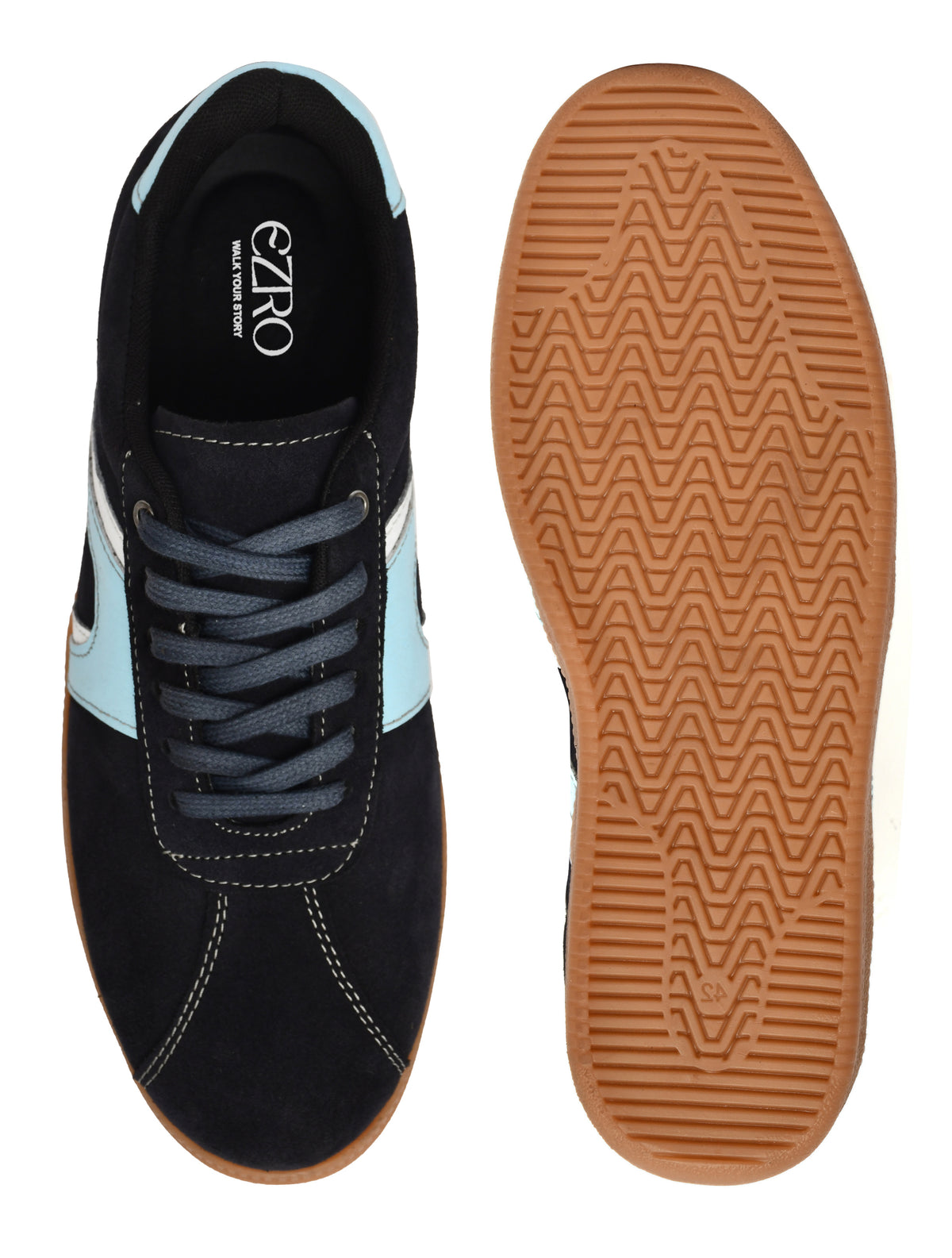 EZRO Men Casual Sky Blue Lace-Up Sneakers – Stylish Low-Top Everyday Shoes