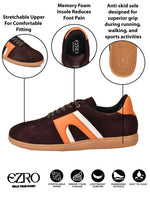 Men’s Casual Coffee Lace-Up Sneakers – Stylish Low-Top Everyday Shoes