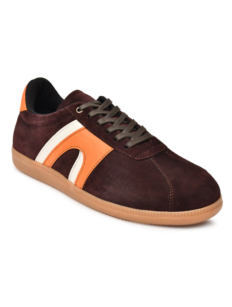 Men’s Casual Coffee Lace-Up Sneakers – Stylish Low-Top Everyday Shoes