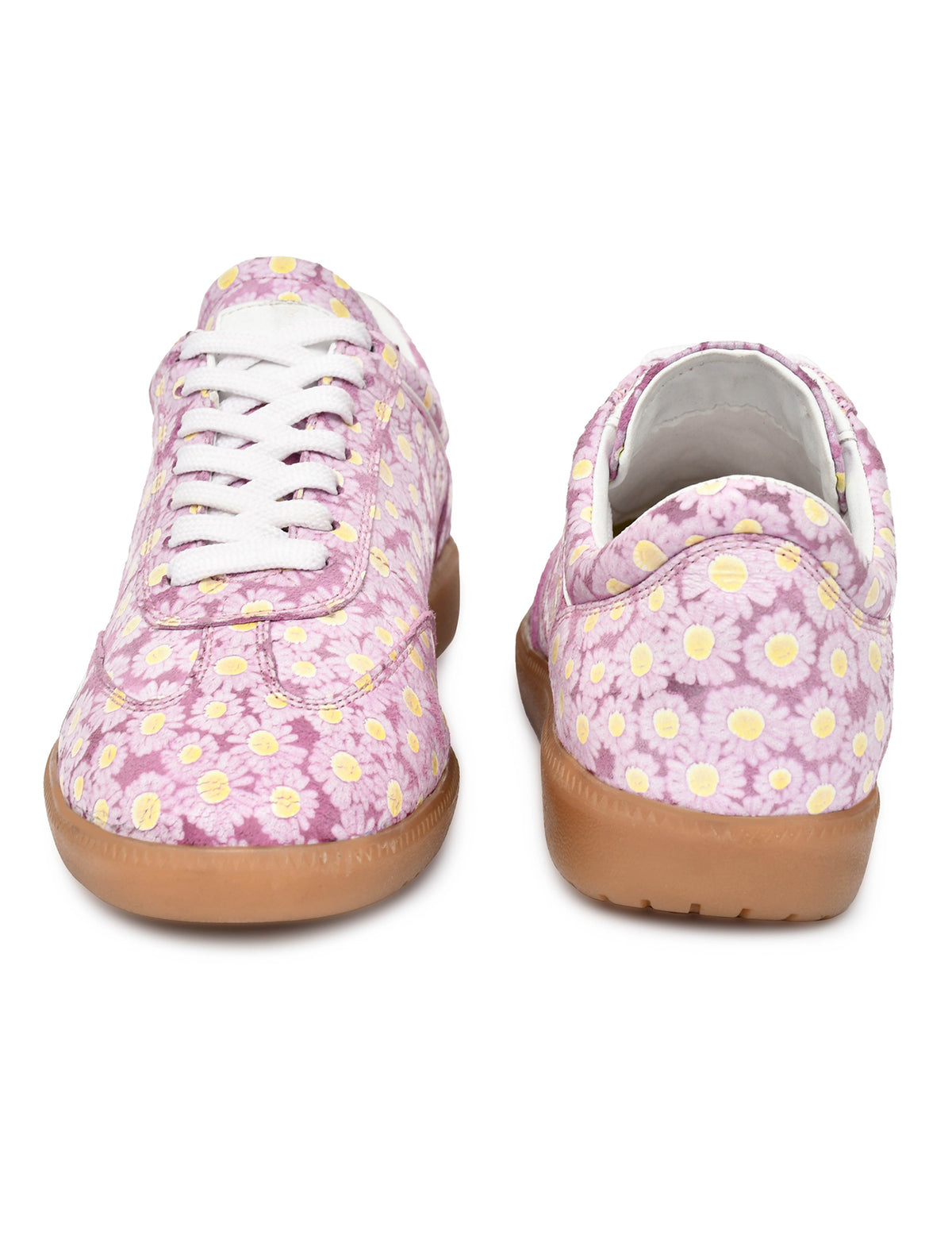 EZRO Women Pink Floral Lace-Up Sneaker