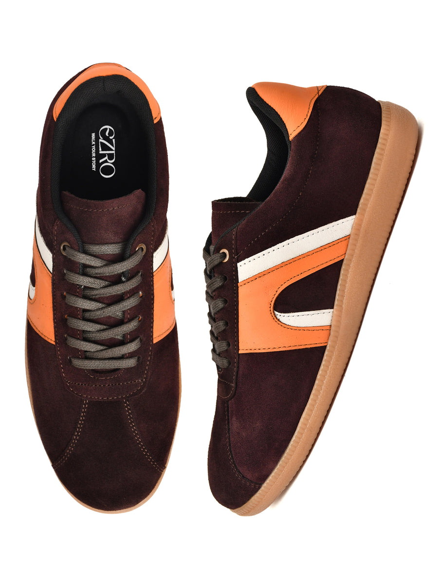 Men’s Casual Coffee Lace-Up Sneakers – Stylish Low-Top Everyday Shoes