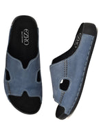 EZRO Men Blue Comfort Slippers | Premium Open-Toe Casual Slip-On Slippers for Home & Everyday Wear