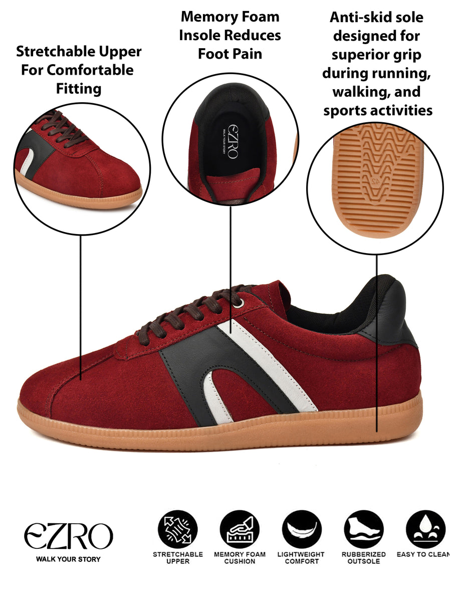 EZRO Men’s Stylish Red Sneakers – Comfortable & Lightweight for Everyday Wear