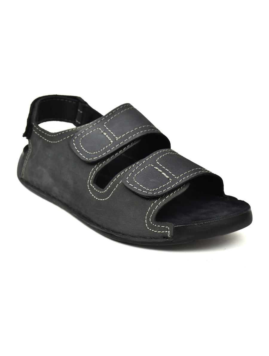 EZRO Men Grey Adjustable Comfort Sandals | Lightweight Hook & Loop Casual Outdoor Walking Sandals