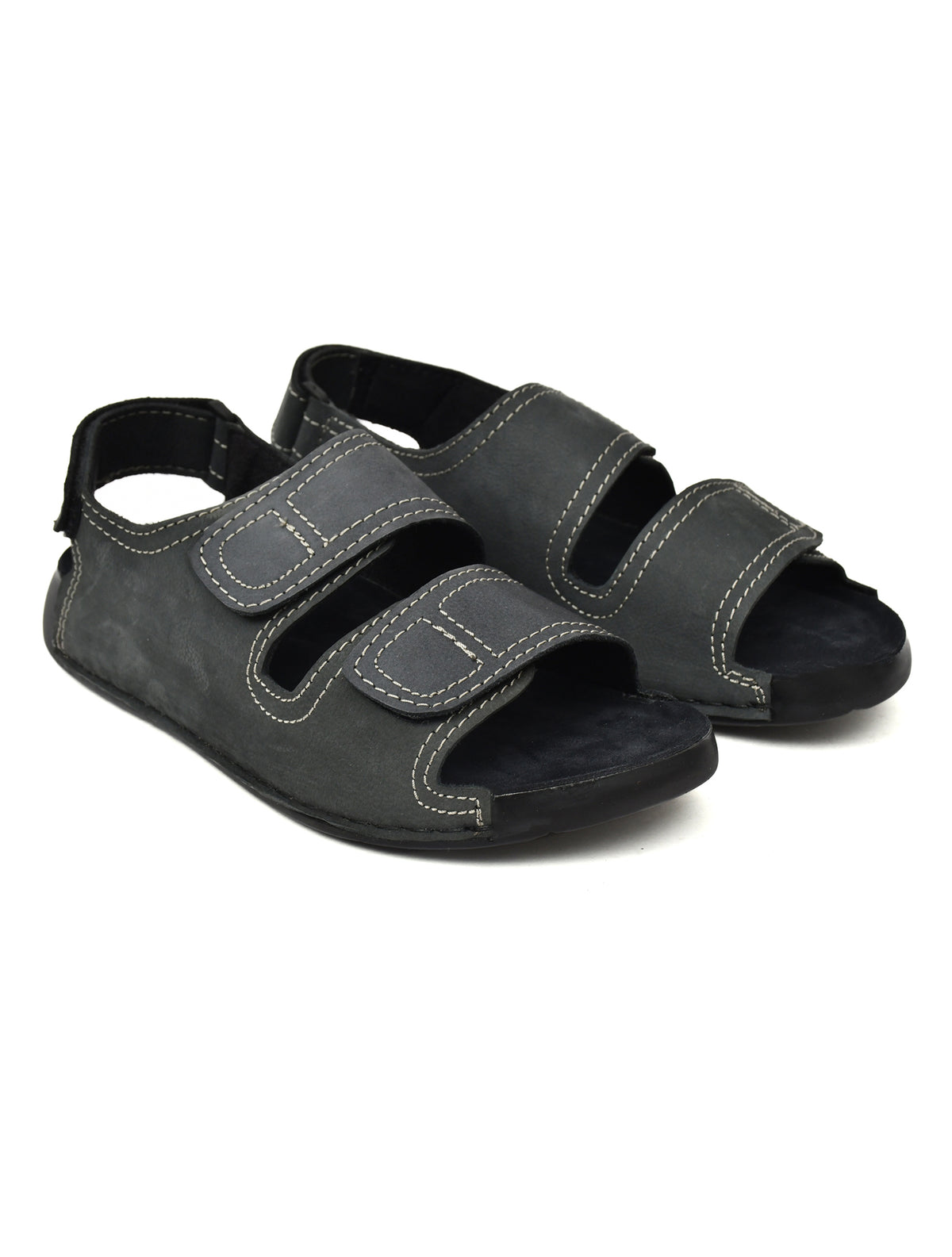 EZRO Men Grey Adjustable Comfort Sandals | Lightweight Hook & Loop Casual Outdoor Walking Sandals