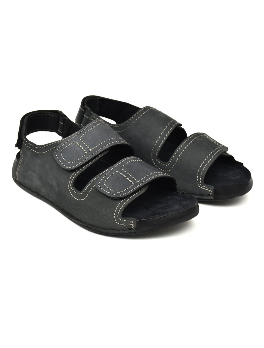 EZRO Men Grey Adjustable Comfort Sandals | Lightweight Hook & Loop Casual Outdoor Walking Sandals
