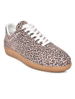 EZRO Tiger Brown Women Leopard Print Lace-Up Sneakers