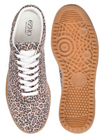 EZRO Tiger Brown Women Leopard Print Lace-Up Sneakers
