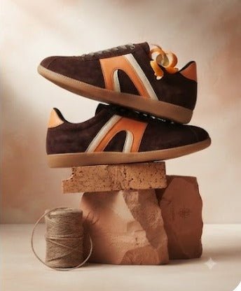 Men’s Casual Coffee Lace-Up Sneakers – Stylish Low-Top Everyday Shoes