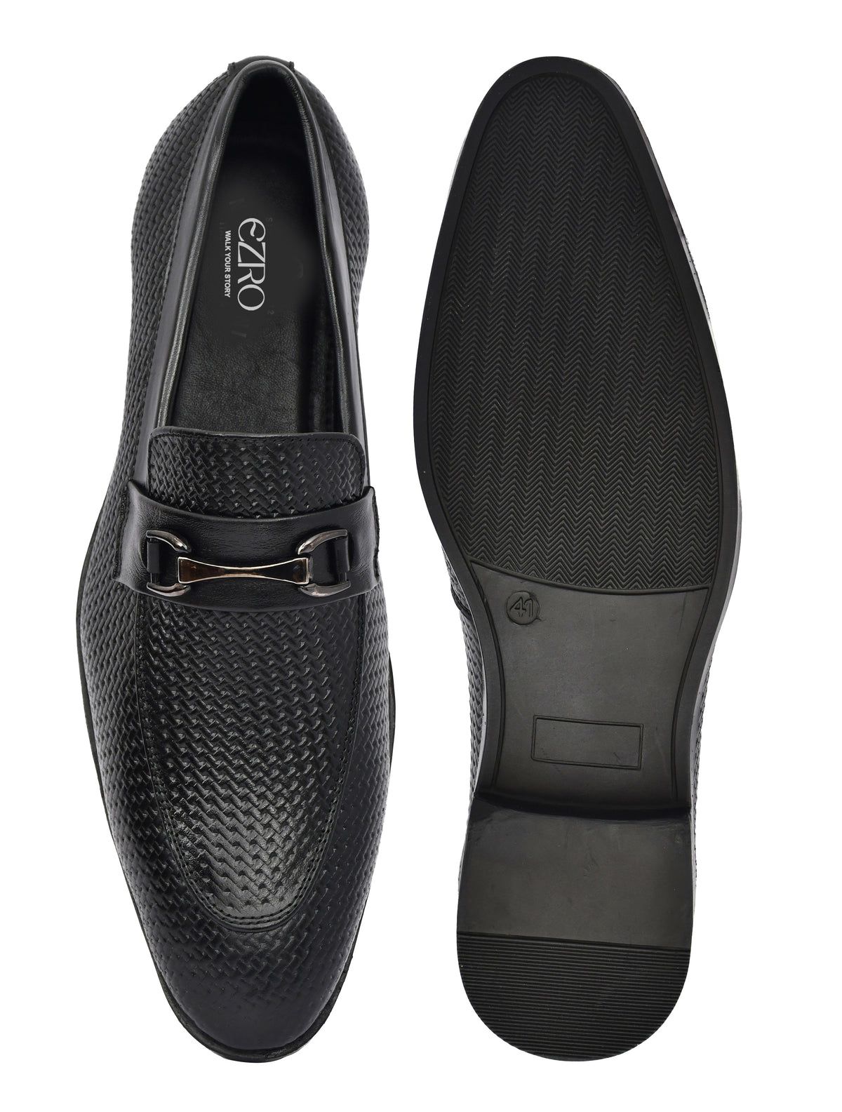 EZRO Men Black Stylish Moccasins – Comfortable & Elegant Slip-On Shoes for Casual, Office & Everyday Wear