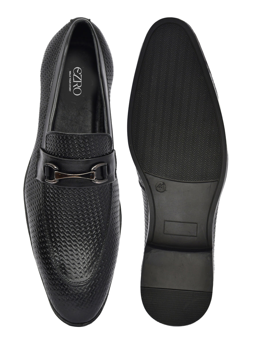 EZRO Men Black Stylish Moccasins – Comfortable & Elegant Slip-On Shoes for Casual, Office & Everyday Wear