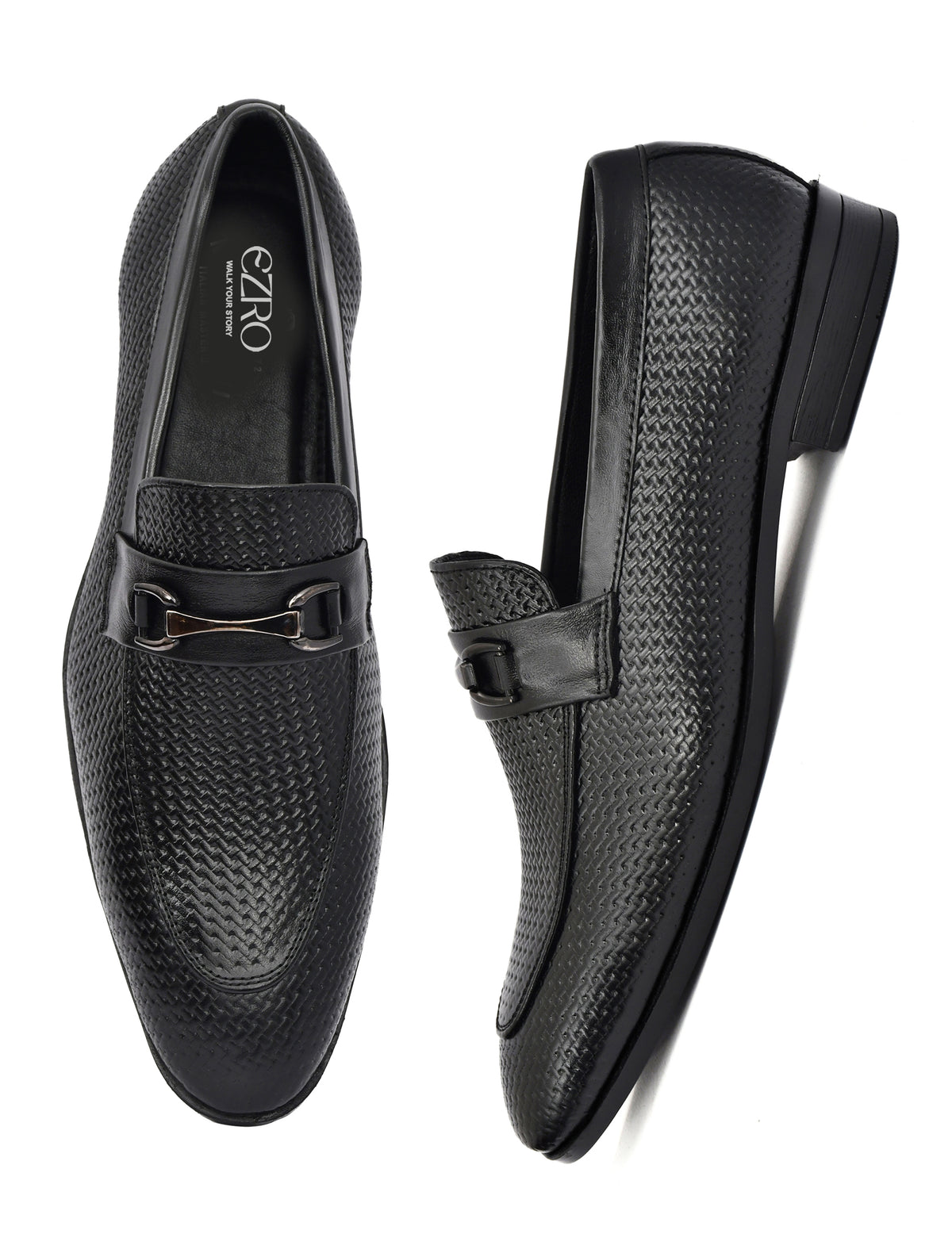 EZRO Men Black Stylish Moccasins – Comfortable & Elegant Slip-On Shoes for Casual, Office & Everyday Wear