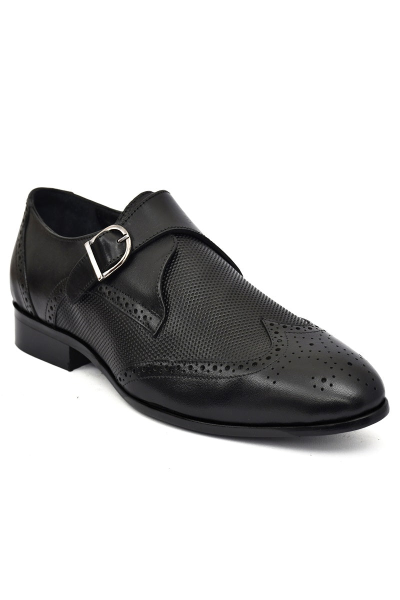 EZRO Men Black Monk Strap Formal Dress Shoes | Premium Slip-On Business & Party Shoes