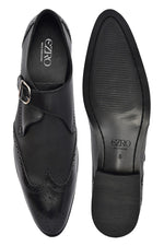 EZRO Men Black Monk Strap Formal Dress Shoes | Premium Slip-On Business & Party Shoes