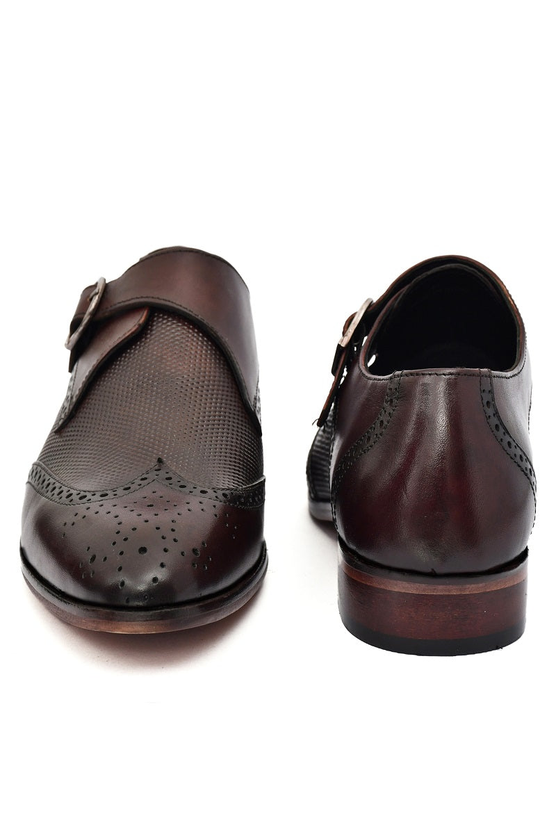 EZRO Men Wine Monk Strap Formal Dress Shoes | Premium Slip-On Business & Party Shoes